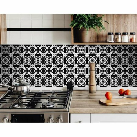 GFANCY FIXTURES 8 x 8 in. Black & White Stark Peel & Stick Removable Tiles GF3094120